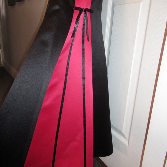 Gunne Sax Trumpet Dress Mermaid Gown Rose Red Black 5/6 Jessica McClintock Bows - Picture 4 of 16